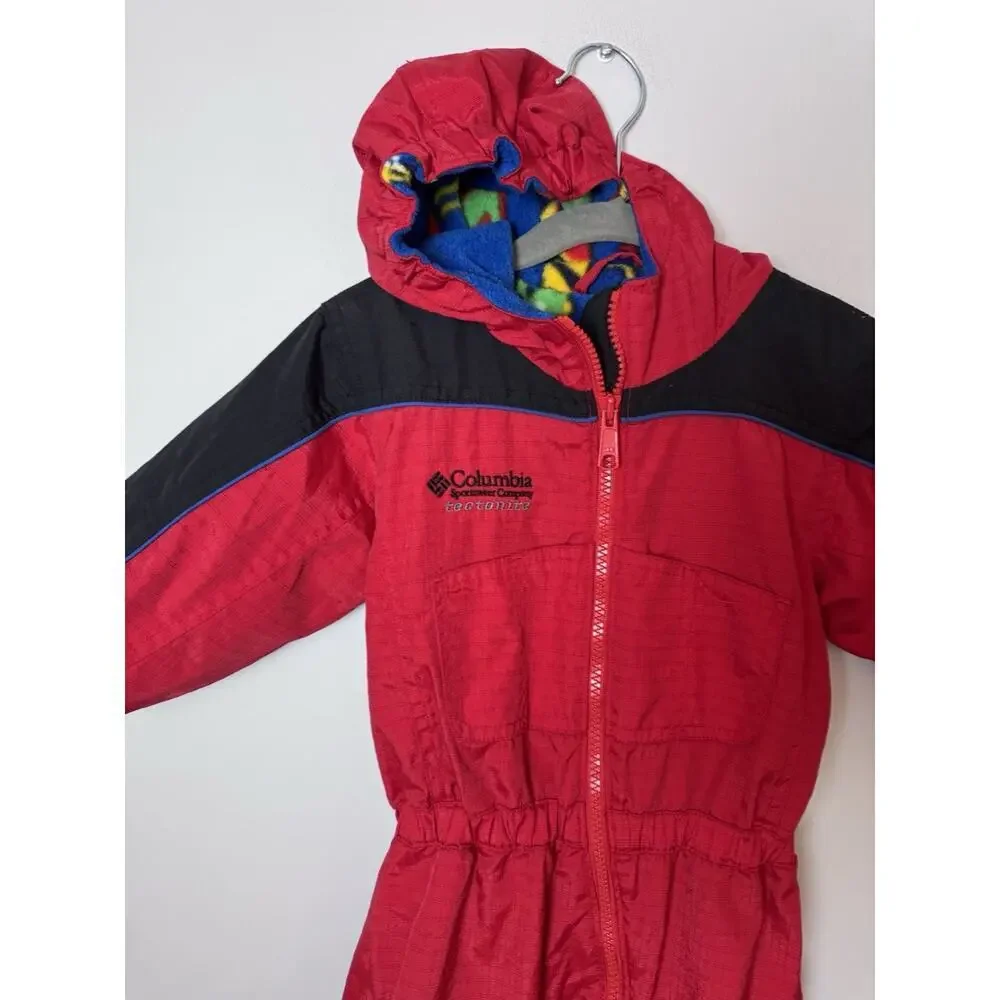 Columbia Vintage Red Tectonite Fleece Lined Hooded Snowsuit Size 2-3 Toddler